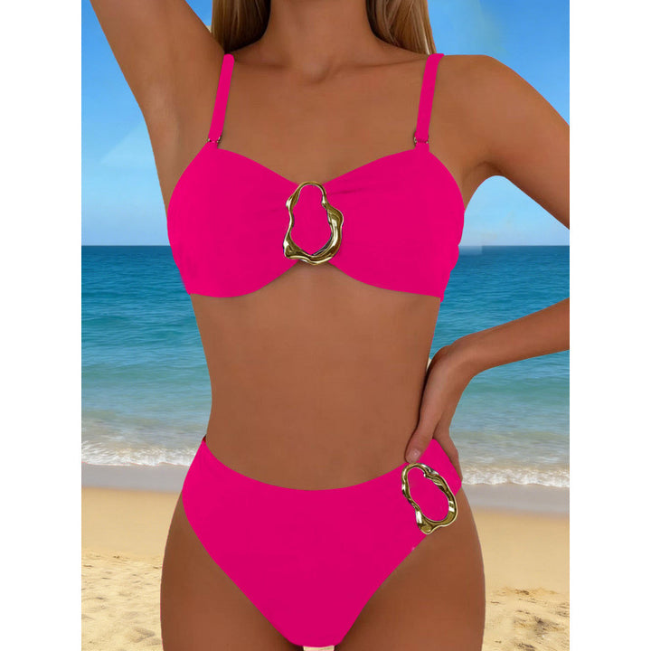 Women's High-Cut Bikini with Decorative Metal Clasp Mune Fashion