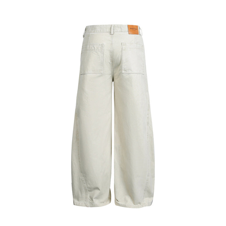 Women's Wide Balloon Cargo Pants with High Waist, Large Flap Pockets and Visible Stitching Details Mune Fashion