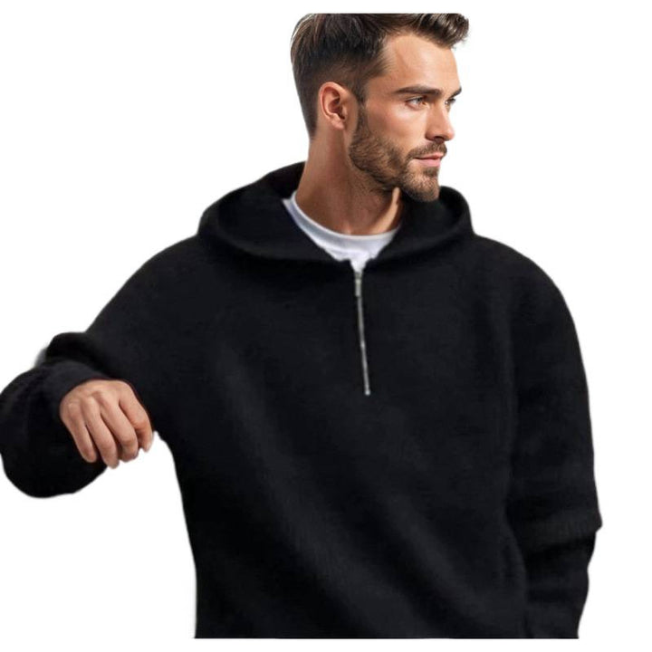 Men's Hooded Half-Zip Sweater made of soft textured knit Mune Fashion