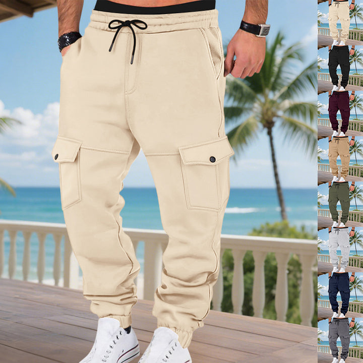 Men's nano robust Cargo jogging pants with elastic tunnel drawstring waistband, patch flap pockets and slim leg cuffs Mune Fashion