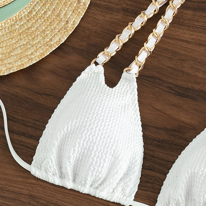 Women's Triangle Bikini with Gold Chain Accents Mune Fashion