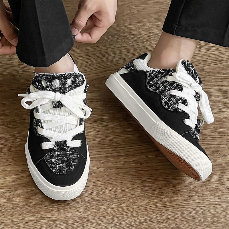 Women's sneakers with fashionable tweed design and oversized laces Mune Fashion