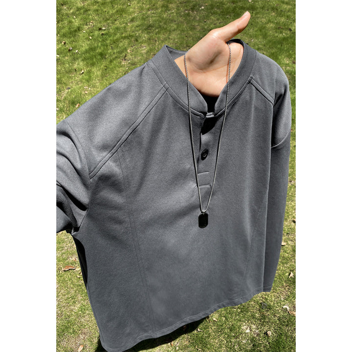 Men's Casual Long Sleeve Shirt with Button Placket Mune Fashion
