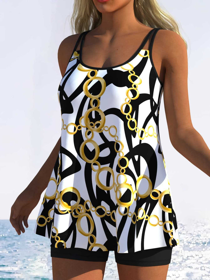 Women's tankini with playful striped pattern and original cut Mune Fashion
