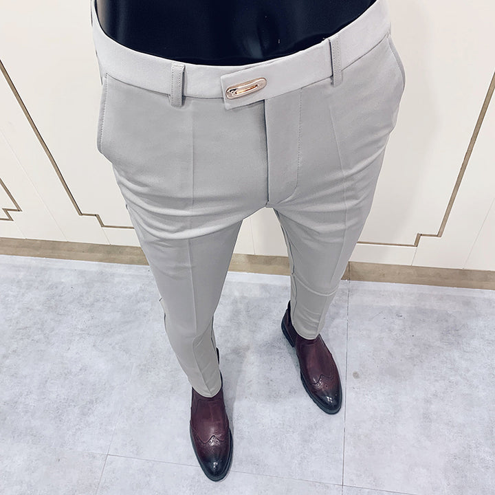 Men's slim suit trousers with crease and elastic waistband Mune Fashion