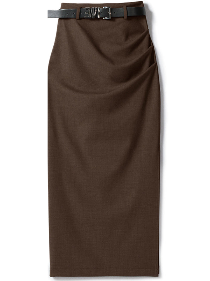 Ladies Elegant Wrap Skirt with Waist Belt Mune Fashion