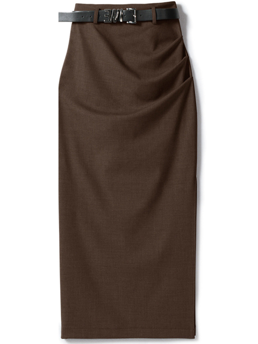 Ladies Elegant Wrap Skirt with Waist Belt Mune Fashion