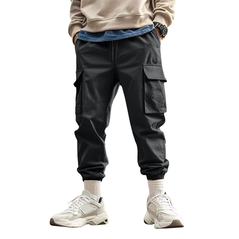 Men's Tapered Cargo Joggers with Drawstring, Patch Flap Pockets and Elastic Cuffs Mune Fashion