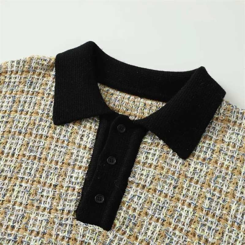 Women's Boucle Polo Knit Sweater with Tweed Effect Mune Fashion