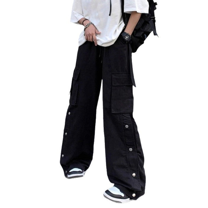 Unisex Oversize Cargo Jeans Pants with wide legs, flap pockets and snap button placket Mune Fashion