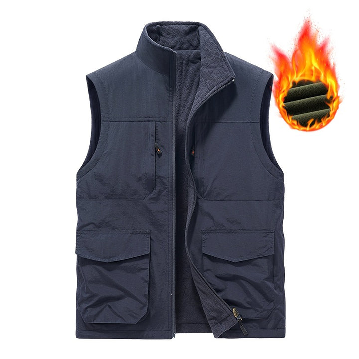 Men's utility vest with multi pockets, stand-up collar & breathable mesh lining Mune Fashion