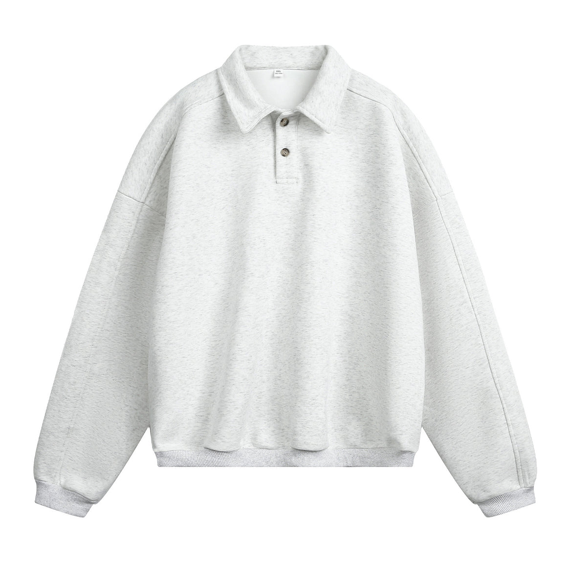 Unisex Casual Oversized Polo Sweatshirt with Shirt Collar, Raglan Sleeves and Cuffs Mune Fashion