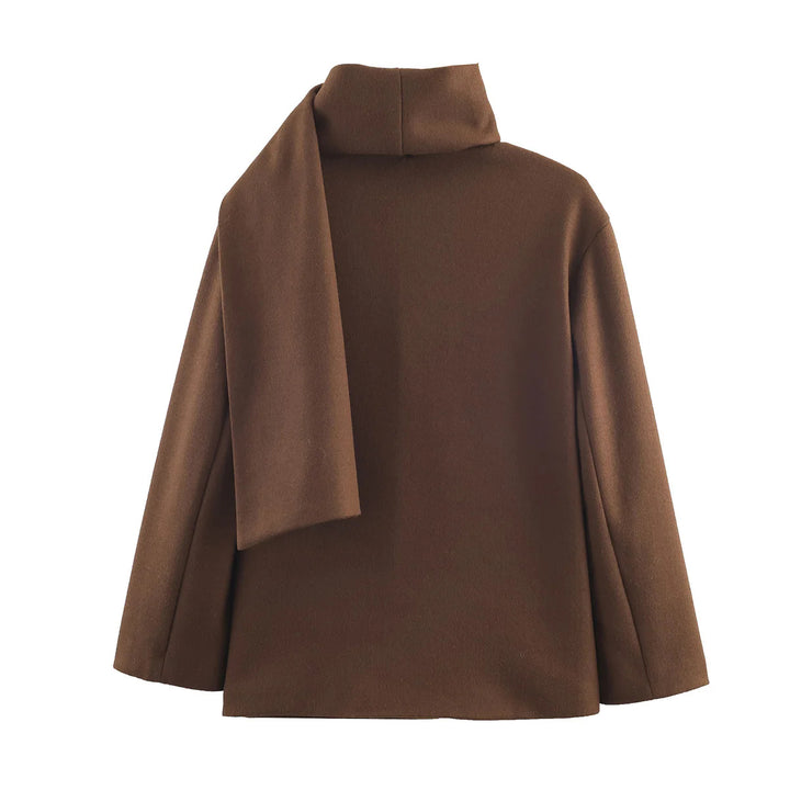 Women nan boxy wool blend jacket with voluminous tube collar and patch front pocket Mune Fashion
