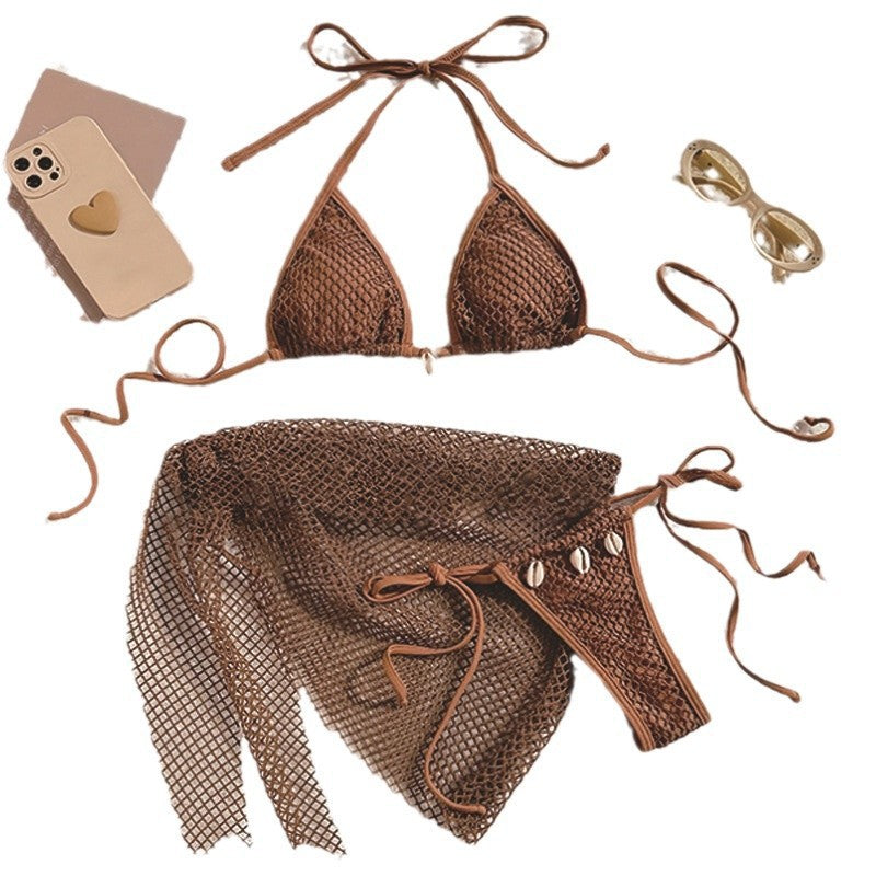 Women’s mesh bikini set with decorative shell details Mune Fashion