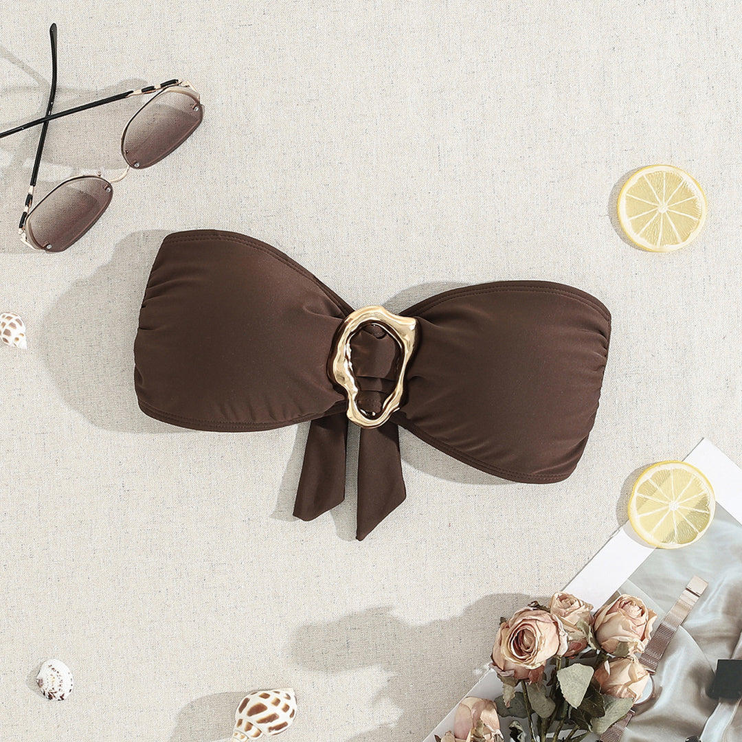 Women's bandeau bikini with elegant gold clasp Mune Fashion