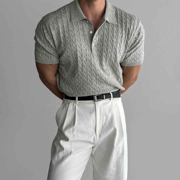 Men's Stylish Short Sleeve Knit Polo Shirt Mune Fashion