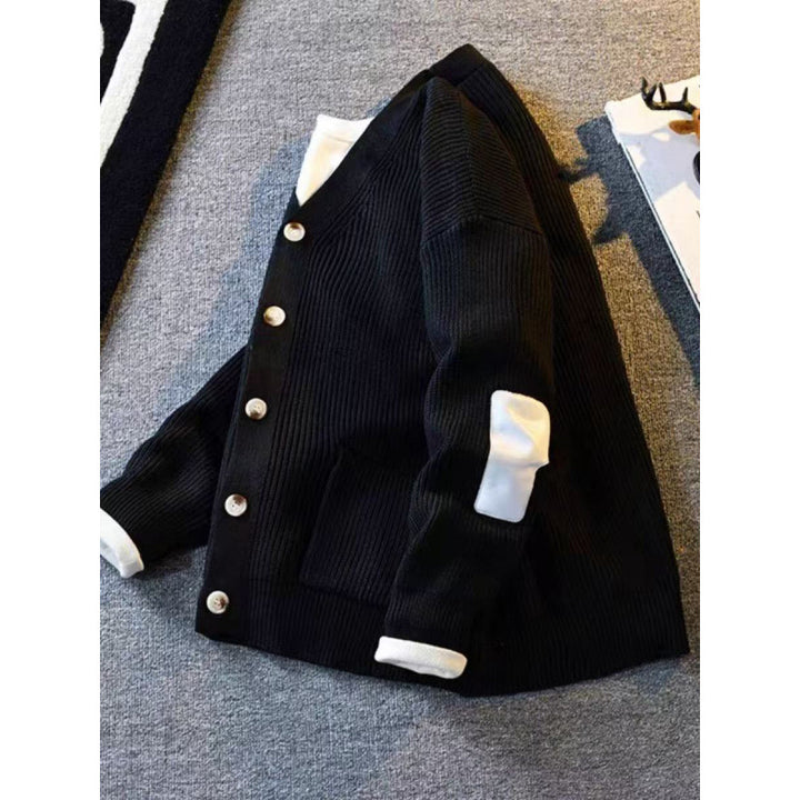 Men's Oversized Knit Cardigan with Elbow Patches and Patch Pockets Mune Fashion