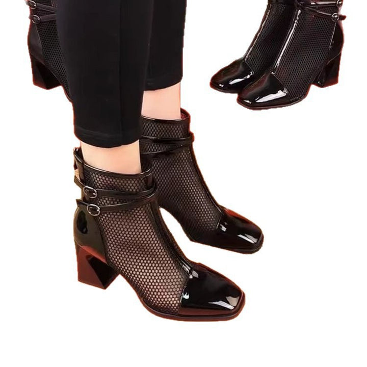 Women Elegant Mesh Ankle Boots Mune Fashion