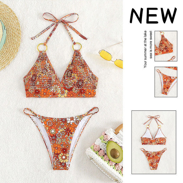 Women's triangle bikini with fashionable tie and elegant rings Mune Fashion