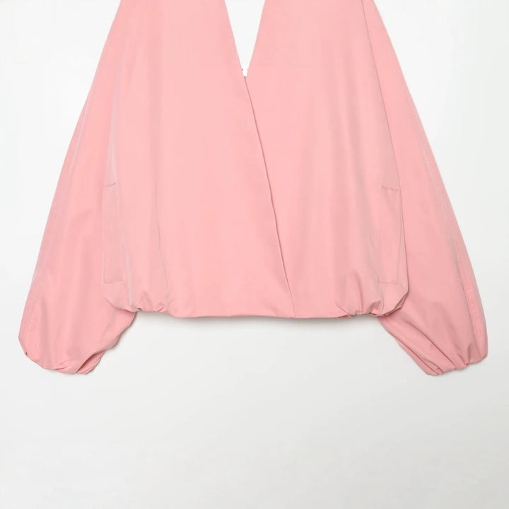 Women's Lightweight Cropped Bomber Jacket in Boxy Cut with Open Kimono Closure Mune Fashion