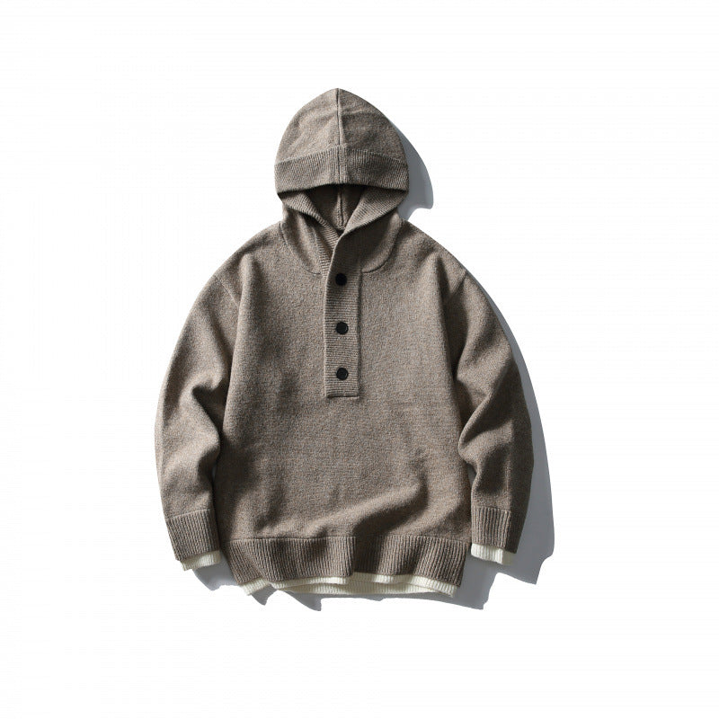 Unisex knitted hoodie with half placket, ribbed hem and double-layer finish Mune Fashion