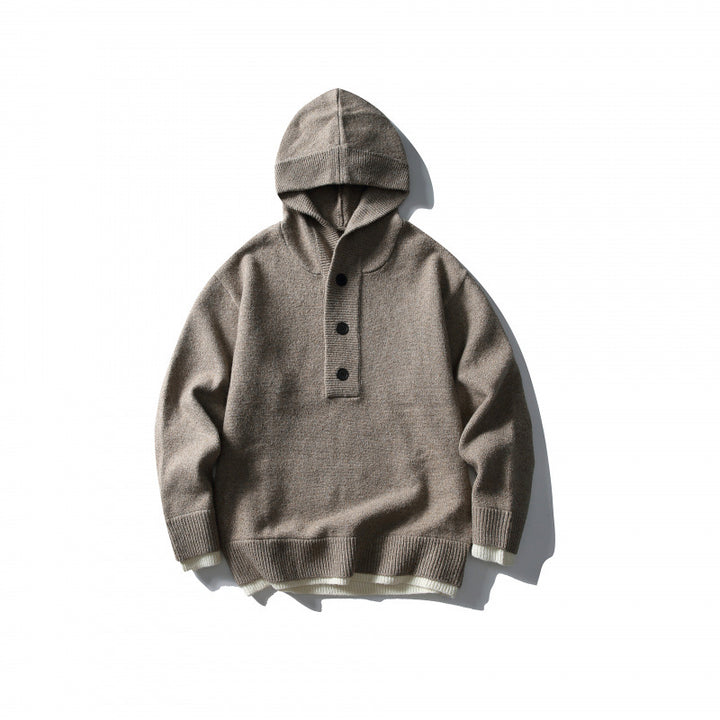 Unisex knitted hoodie with half placket, ribbed hem and double-layer finish Mune Fashion