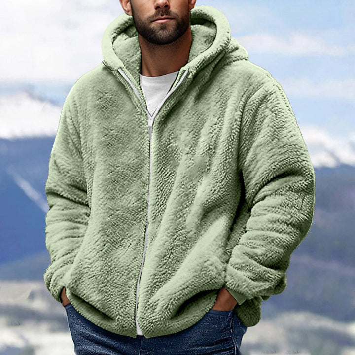 Men's Cozy Teddy Fleece Zip-Up Hoodie with Oversized Fit Mune Fashion