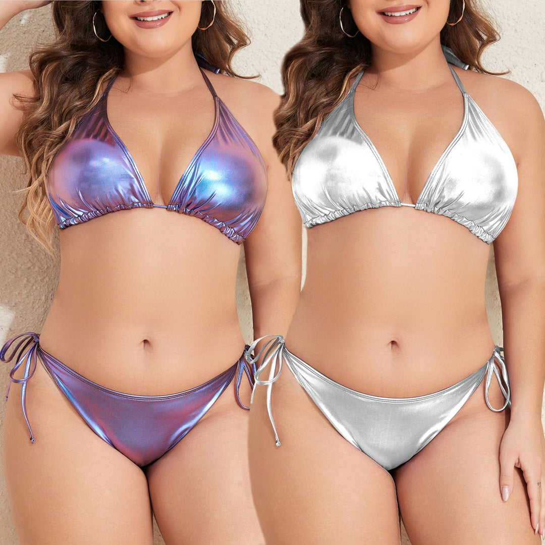 Women's Triangle Bikini with Shimmering Design Mune Fashion