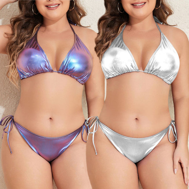 Women's triangle bikini with shiny satin surface Mune Fashion