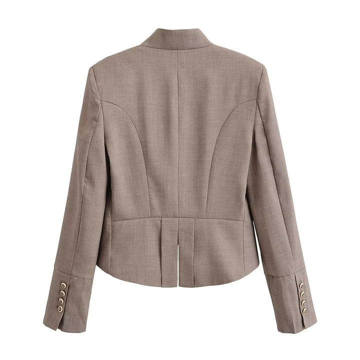 Women's short blazer with tailored silhouette and decorative double row of decorative buttons Mune Fashion