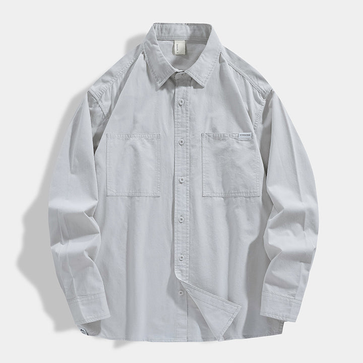 Men's Oversized Cotton Shirt with Double Chest Pockets and Relaxed Fit Mune Fashion