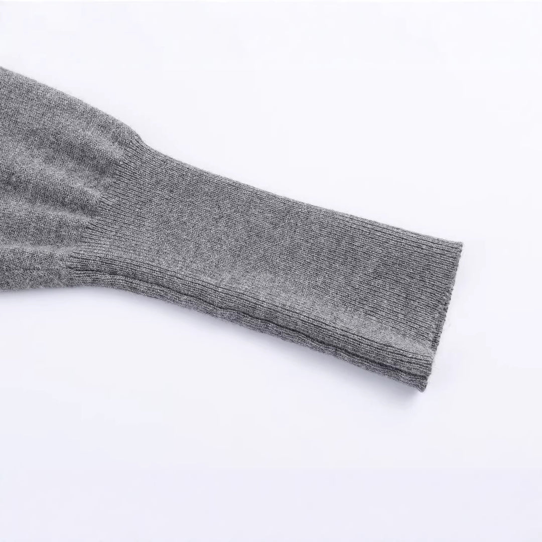 Women's fine knit roll neck with stand-up collar and decorative shoulder button placket Mune Fashion