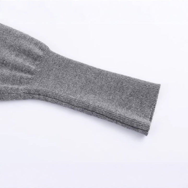 Women's fine knit roll neck with stand-up collar and decorative shoulder button placket Mune Fashion