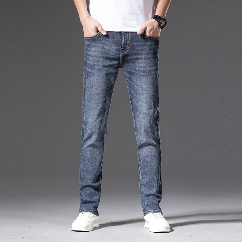 Men's Slim-Straight Stretch Jeans with Light Used Look Mune Fashion