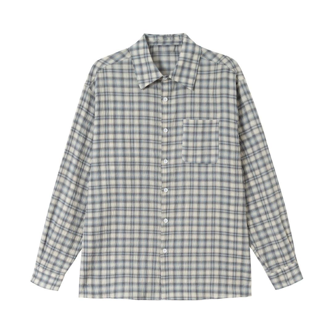 Unisex Oversize Check Blouse with Patch Chest Pocket and Boxy Cut Mune Fashion