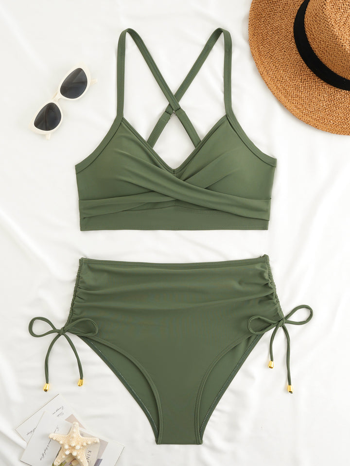 Women's High-Waisted Bikini Set with Wrap Top Mune Fashion