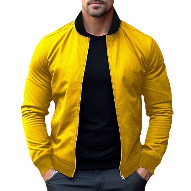 Men's lightweight cotton blouson with contrasting collar, visible metal zipper, and side pockets Mune Fashion