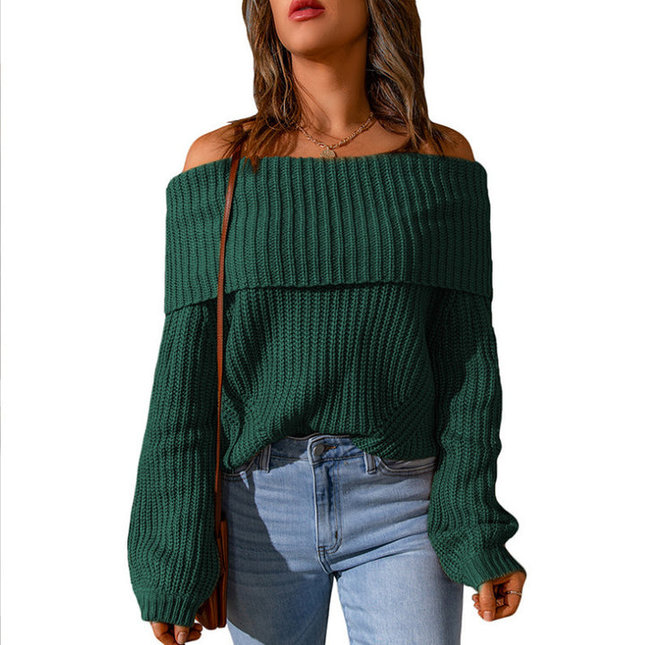 Women's oversized off-shoulder chunky knit sweater with dropped shoulder and balloon sleeves Mune Fashion