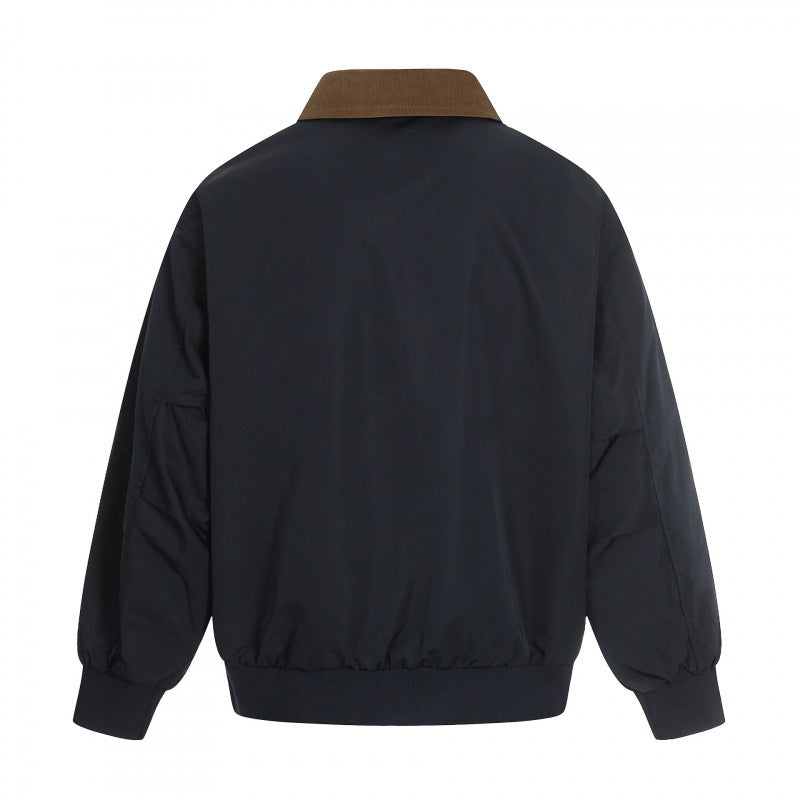 Men's Harrington jacket with corduroy collar, ribbed hem and discreet front zipper Mune Fashion