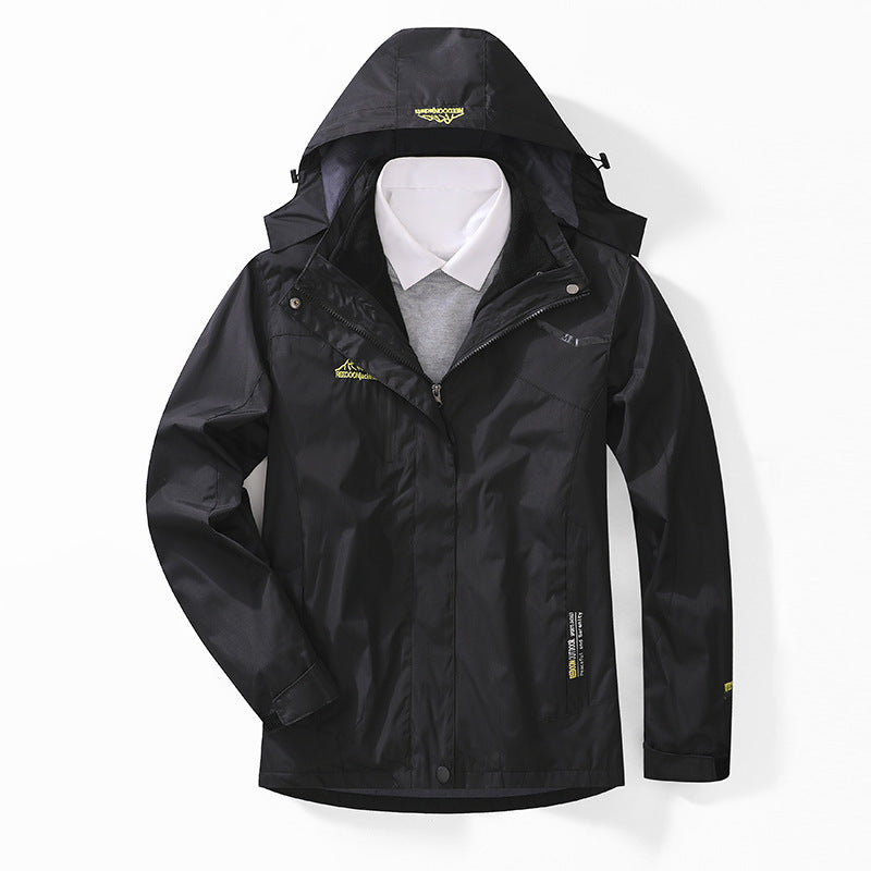 Men's two-layer waterproof outdoor jacket with fleece collar and hood Mune Fashion