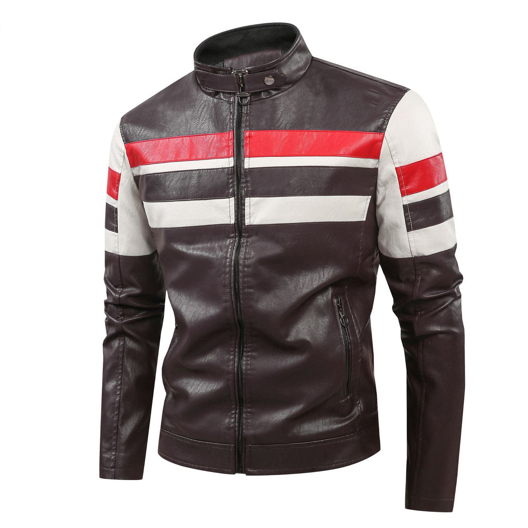 Men's sporty artificial leather jacket with zipper Mune Fashion