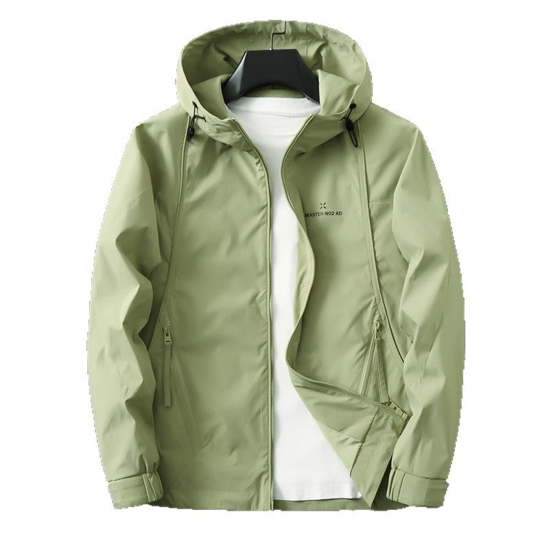 Men's Lightweight Water-Repellent Softshell Jacket with Hood, Adjustable Cuffs and Zipper Pockets Mune Fashion