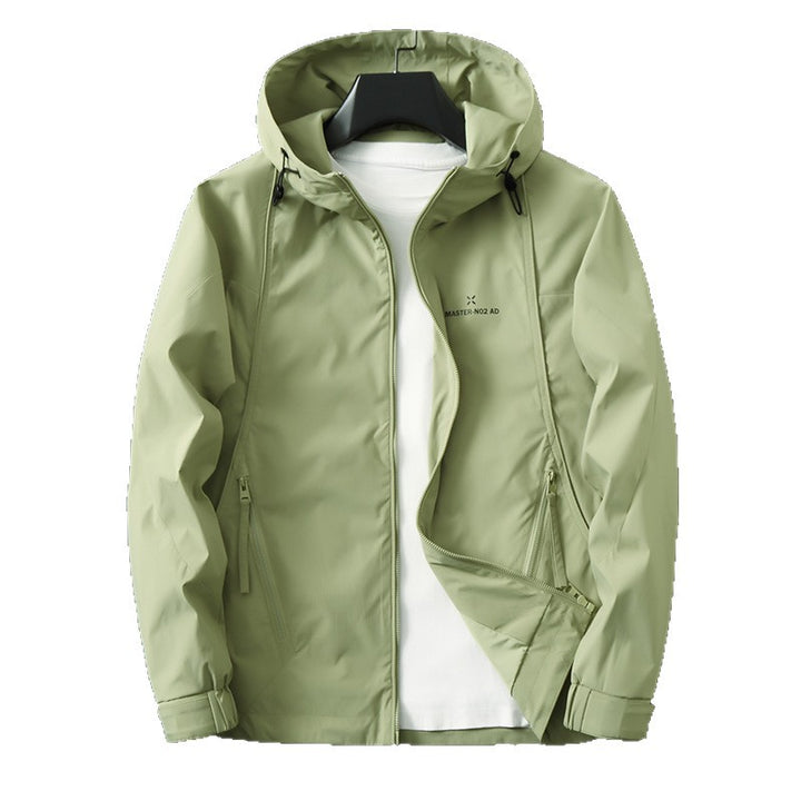 Men's Lightweight Water-Repellent Softshell Jacket with Hood, Adjustable Cuffs and Zipper Pockets Mune Fashion