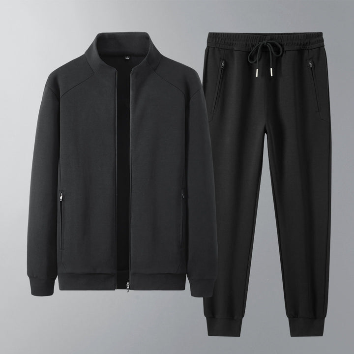 Men's two-piece minimalist jogging set with stand-up collar, two-way zipper & zip pockets Mune Fashion
