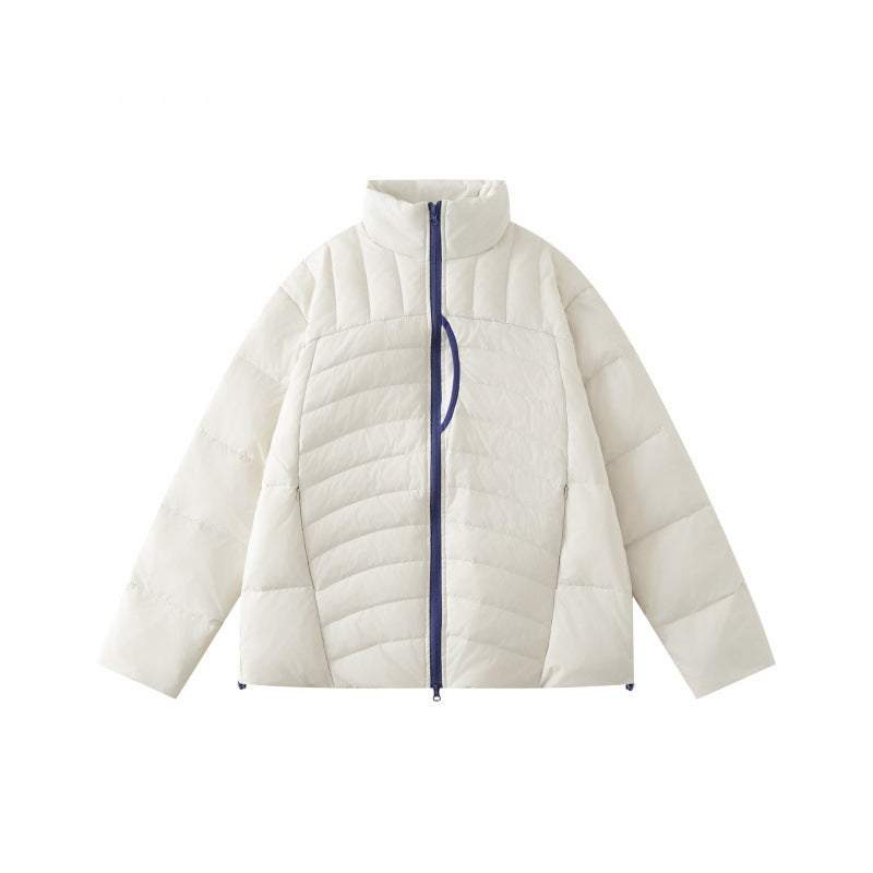 Unisex Boxy padded jacket with high stand-up collar and contrasting two-way zipper Mune Fashion