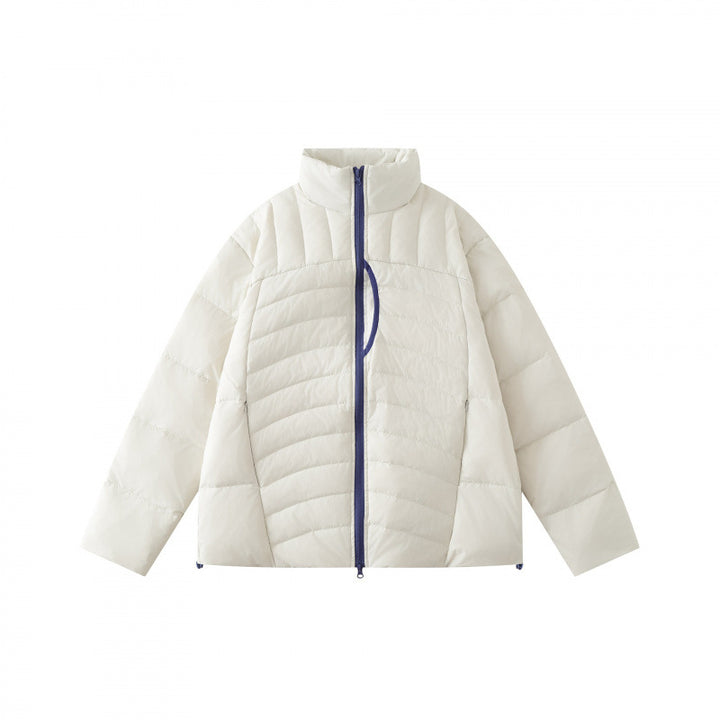 Unisex Boxy padded jacket with high stand-up collar and contrasting two-way zipper Mune Fashion