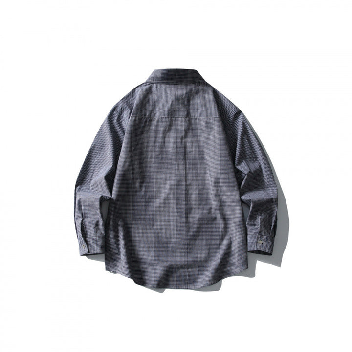 Men's loosely cut oversized shirt with fine Vichy check, chest pocket and rounded hem Mune Fashion