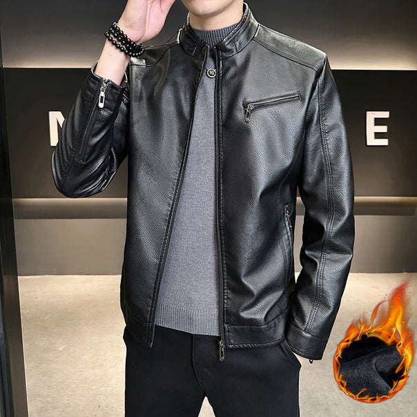 Men's Fashion Faux Leather Jacket with Practical Zipper Pockets Mune Fashion 1788322121