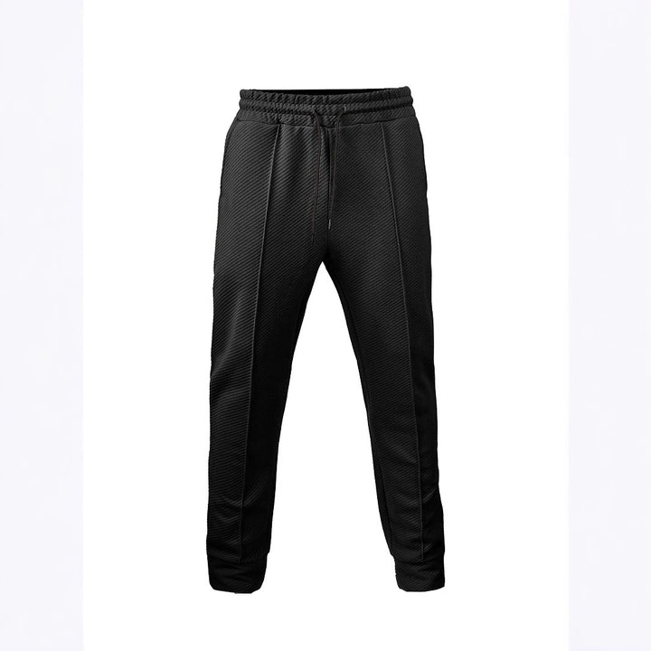 Men's diagonal structured comfort jog pants with pre-shaped inseam and ribbed ankle cuff Mune Fashion