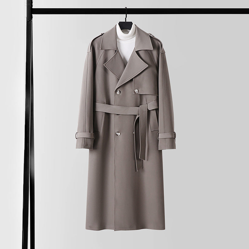 Ladies Elegant Maxi Trench Coat made of wool blend with wide shawl collar and tie belt Mune Fashion
